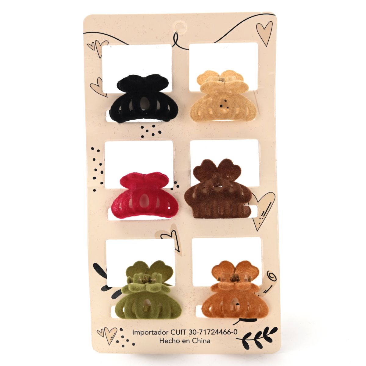 Carton de broches de pelo velvet INVIERNO por 6 unid