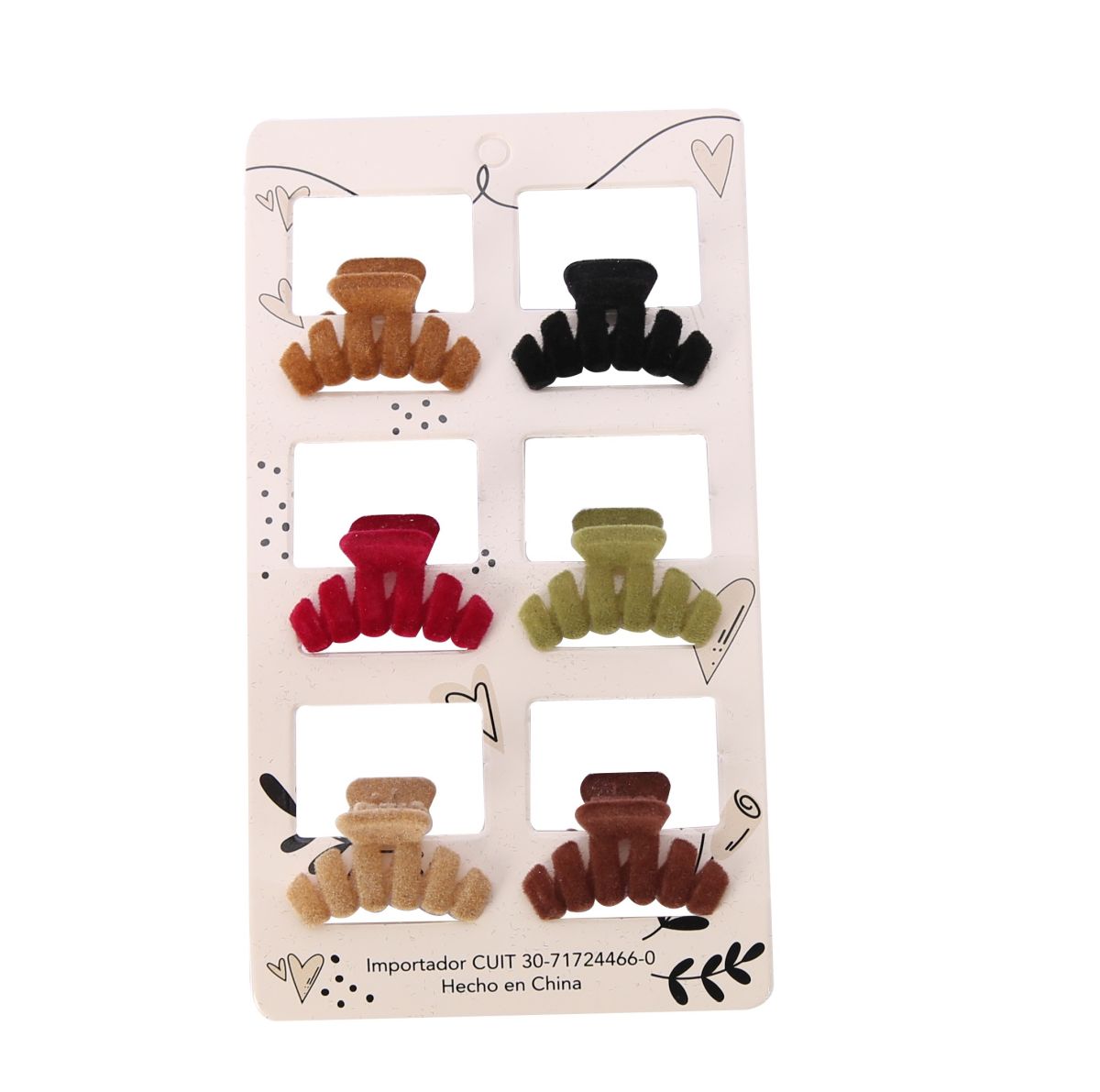Carton de broches de pelo velvet INVIERNO por 6 unid