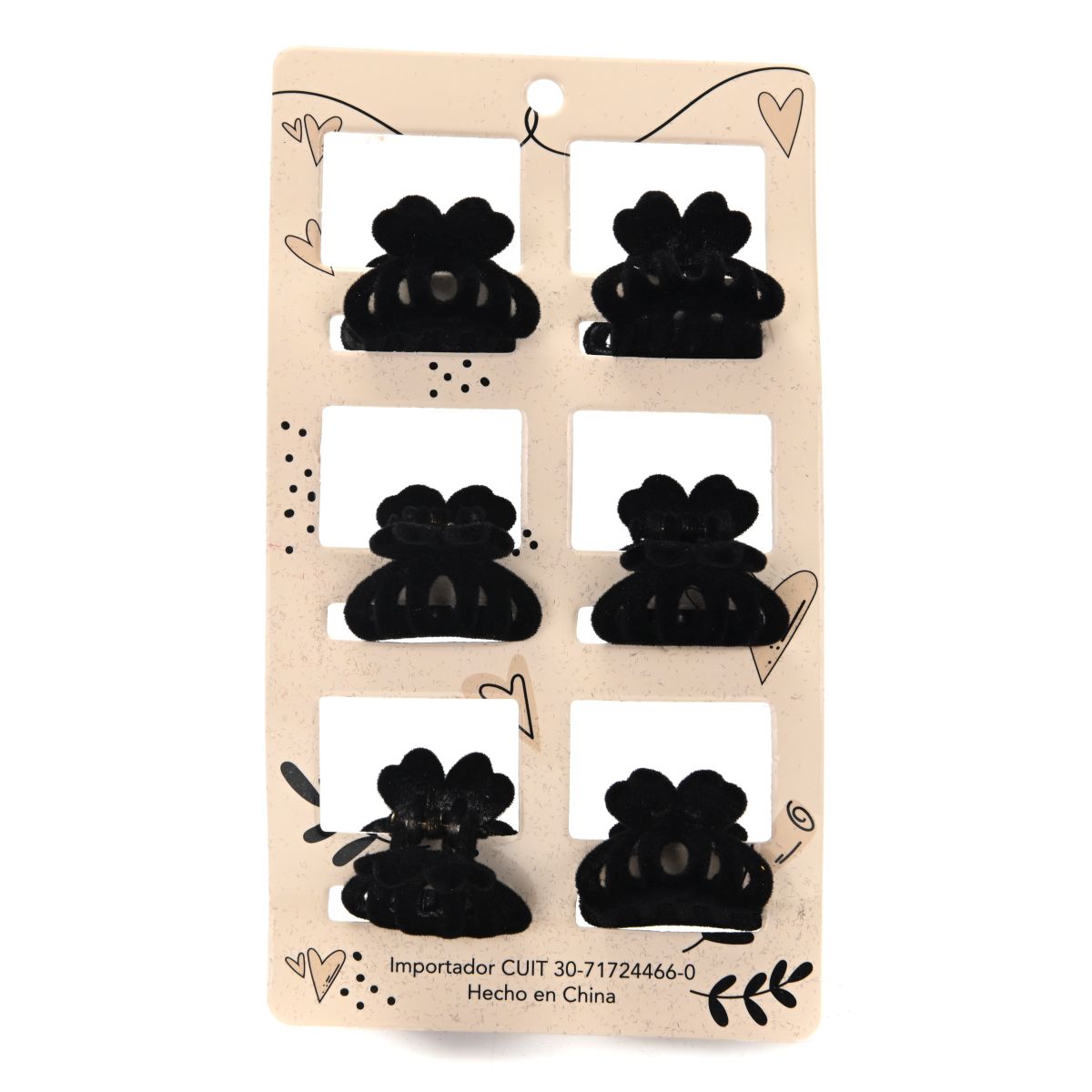 Carton de broches de pelo velvet INVIERNO por 6 unid