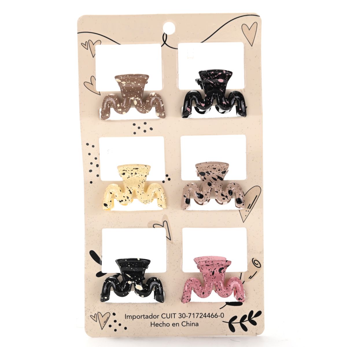 Carton de broches de pelo velvet por 6 unid