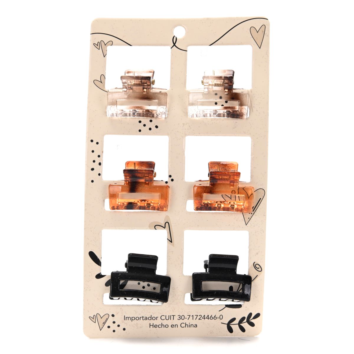 Carton de broches de pelo velvet por 6 unid