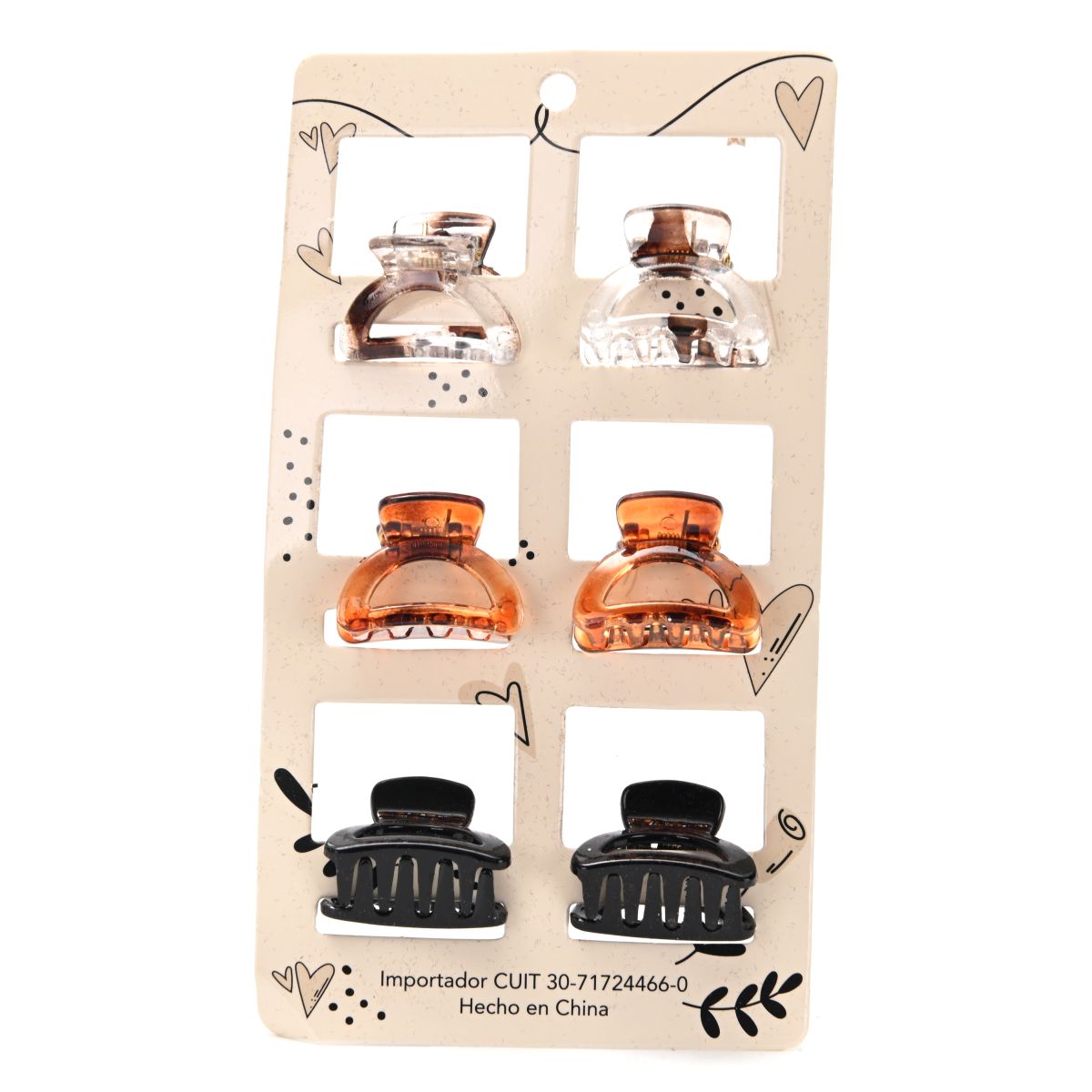 Carton de broches de pelo velvet por 6 unid