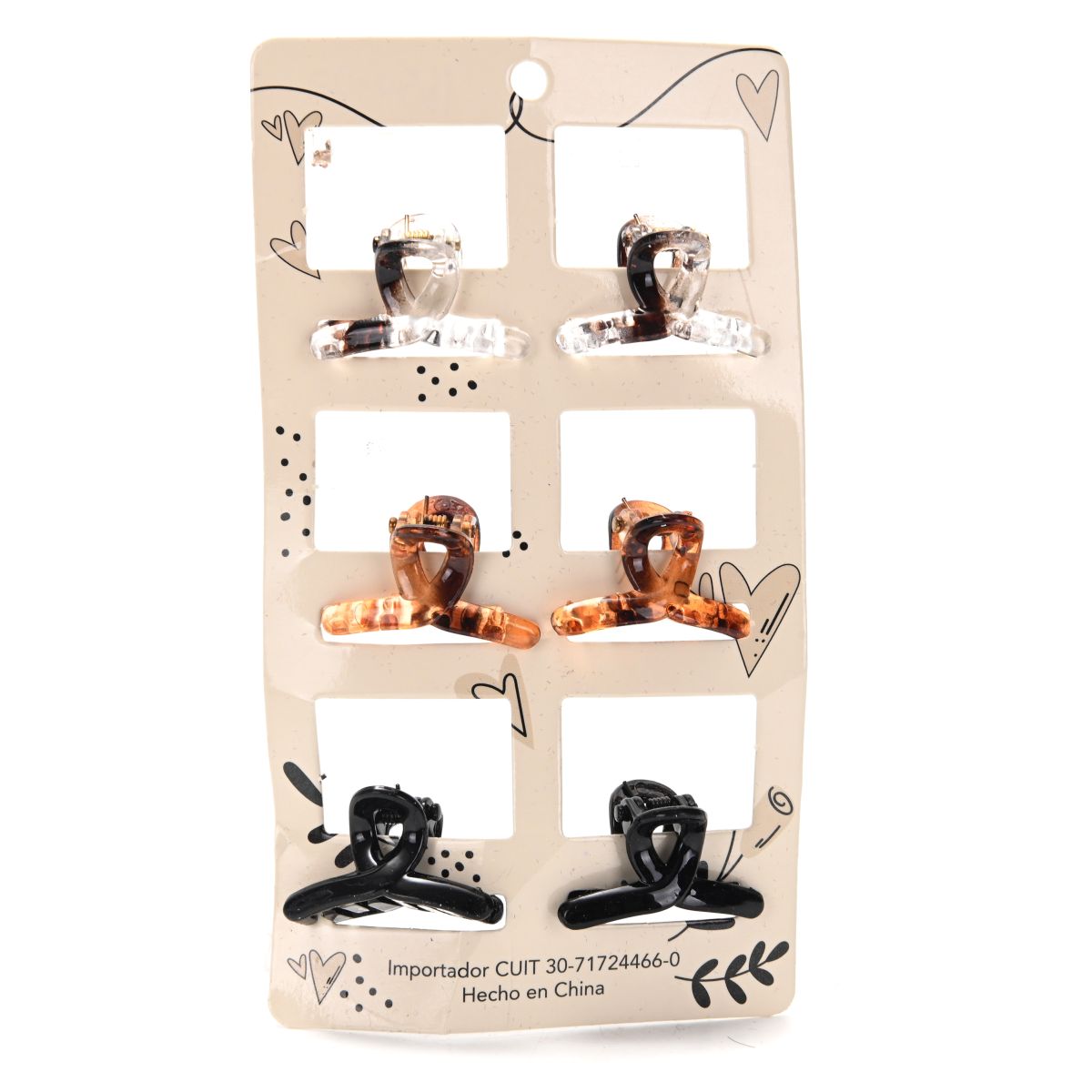 Carton de broches de pelo velvet por 6 unid