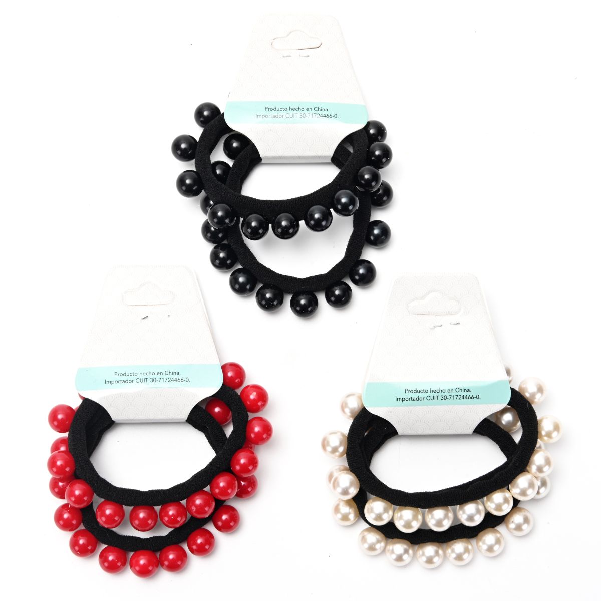 Colita de pelo con perlas Velvet carton por par