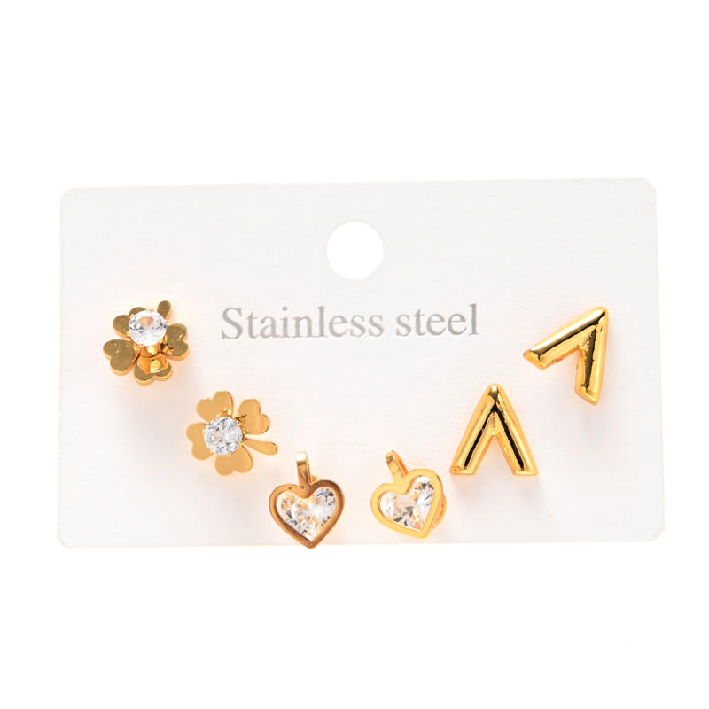 Set de aros AQ por 3 pares oro