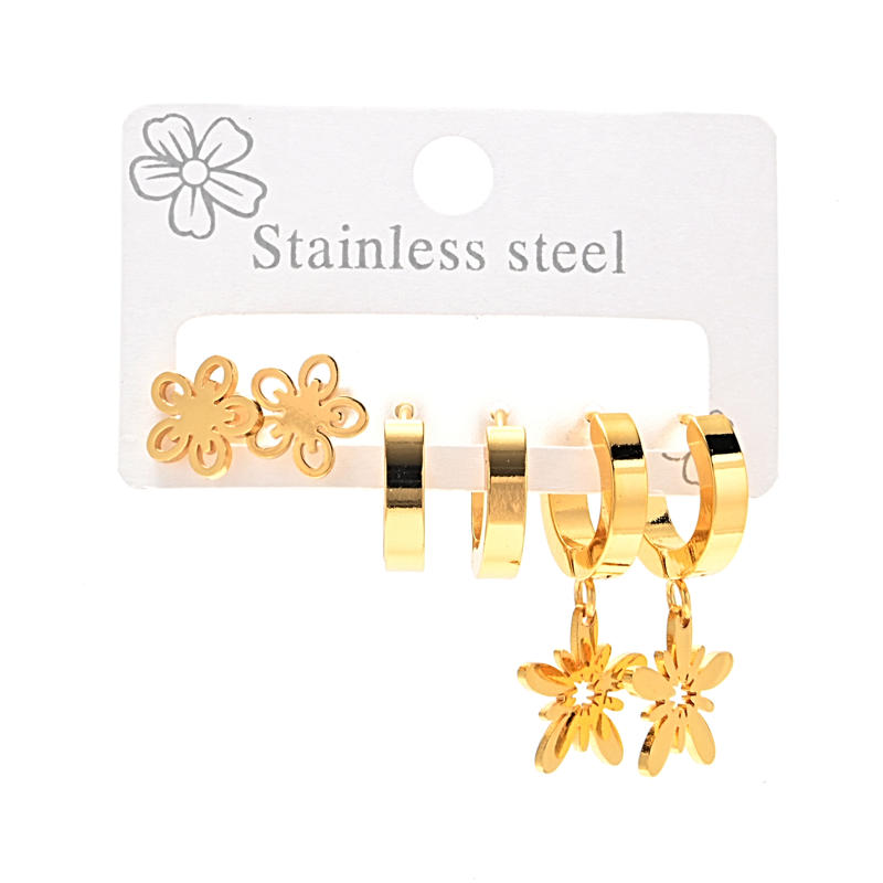 Set de aros AQ por 3 pares oro