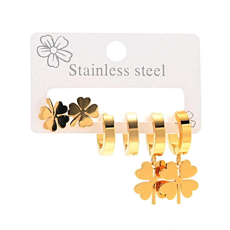 Set de aros AQ por 3 pares oro