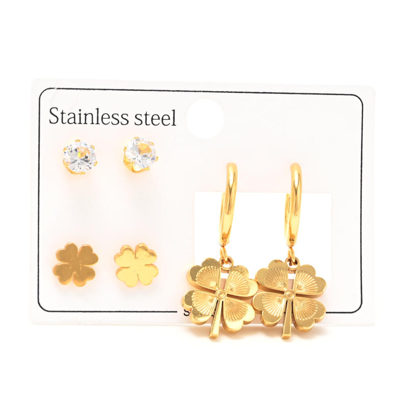 Set de aros AQ por 3 pares oro